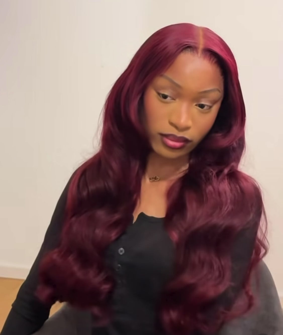 « ANNA » - WIG VIRGIN HAIR RED CHERRY